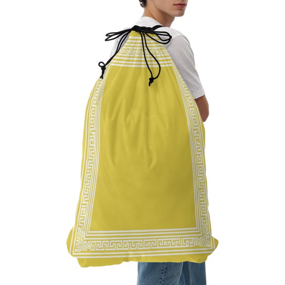 Laundry Bag Yellow Key Design Mesh Wash Bags Dirty Clothes Organizer with Drawstring Washing Machine Packable Storage Bag Geometric Back Print Travel Laundry Bags for Delicates College Dorm
