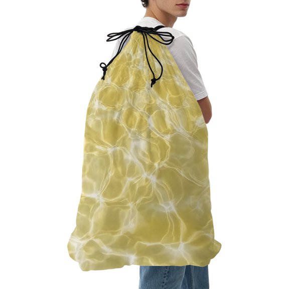 Laundry Bag Yellow Ripples Mesh Wash Bags Dirty Clothes Organizer with Drawstring Washing Machine Packable Storage Bag Coastal Waves Swimming Pool Travel Laundry Bags for Delicates College Dorm