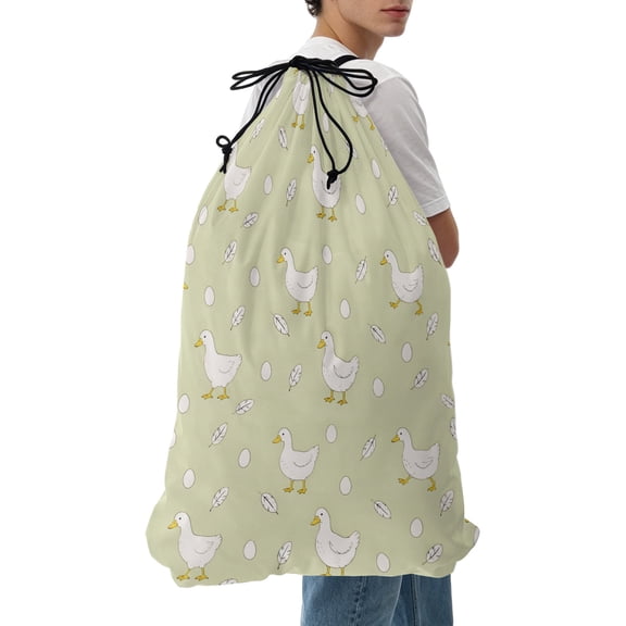 Laundry Bag Yellow White Goose Mesh Wash Bags Dirty Clothes Organizer with Drawstring Washing Machine Packable Storage Bag Small Eggs Floating Feathers Travel Laundry Bags for Delicates College Dorm