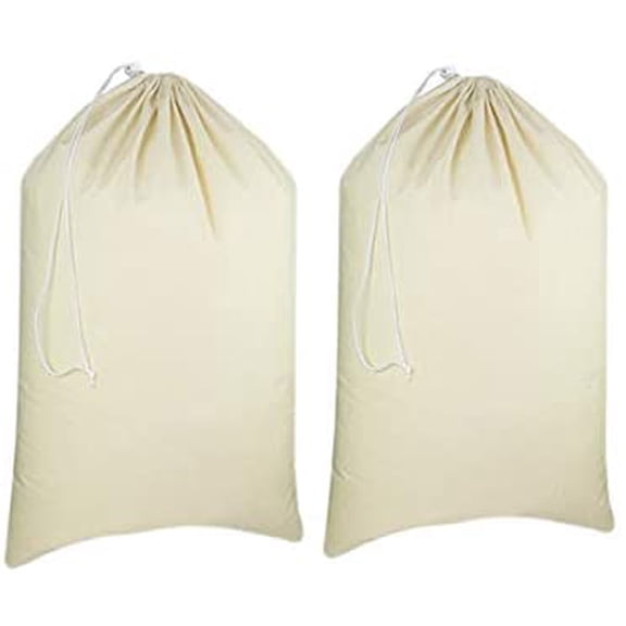 Laundry Bags 2-Pack 28”x36" Extra-Large Cotton Canvas Heavy Duty Washable Durable Travel Laundry Sacks with Drawstring Closure Reusable Hamper Liners for Dirty Clothes Delicates & Lingerie