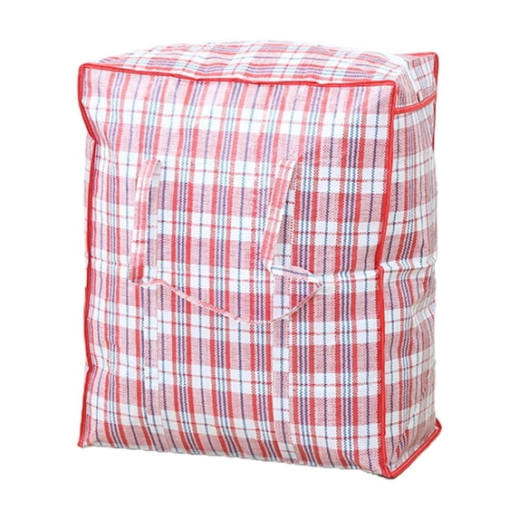 Laundry Bags Large Plastic Checkered Storage Laundry Shopping Bags with Zipper and Handles,Checkered Moving Storage Bags,Laundry Tote,Great for Travel,Laundry,Shopping,Storage,Red,21.6"x11.8"x25.6"