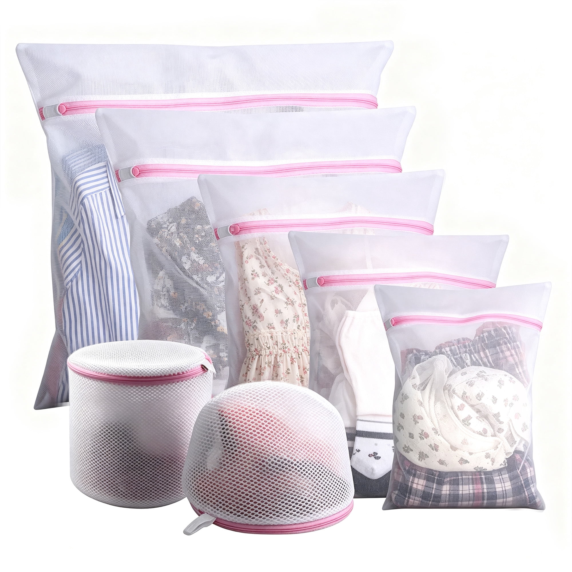 7 Pcs Laundry Bags, Multi Size Mesh Laundry Bags For Washing Machine with Anti-Rust Zipper, Reusable Mesh Wash Bags for Lingerie, Socks, Travel Storage