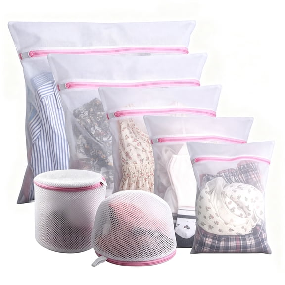 7 Pcs Laundry Bags, Multi Size Mesh Laundry Bags For Washing Machine with Anti-Rust Zipper, Reusable Mesh Wash Bags for Lingerie, Socks, Travel Storage
