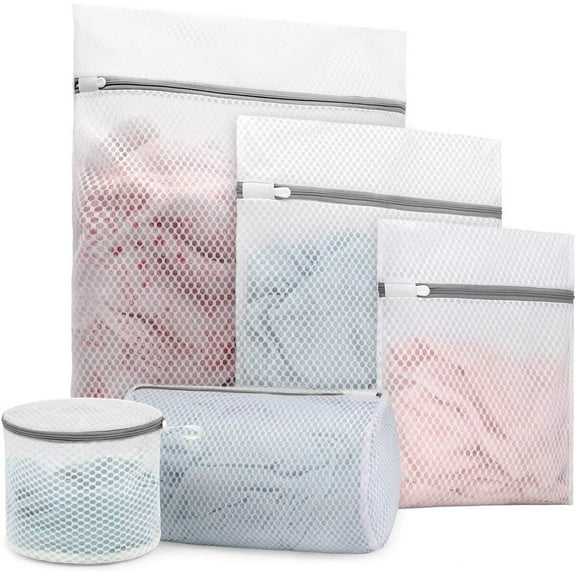Laundry Bags Mesh Wash Bag, Lingerie Bags for Washing Delicates, Net Washer Sack with Zipper, Dryer Pouch for Cleaning and Drying Cloths, Garment, Sweater, Toy, Stuffed Animals, Pyjamas(5 Pack)