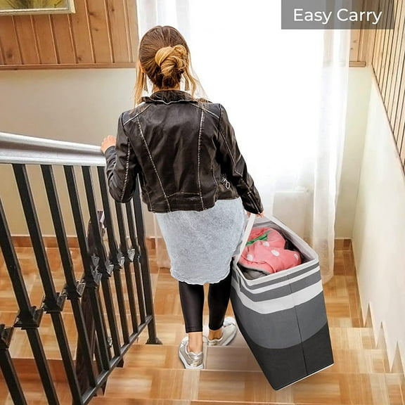 Laundry Basket under $5! Cagogo Large Laundry Basket 75L, Freestanding Clothes Hamper with Handles, Collapsible Laundry Organizer for Dorm Family, Gradient Gray Storage Bin