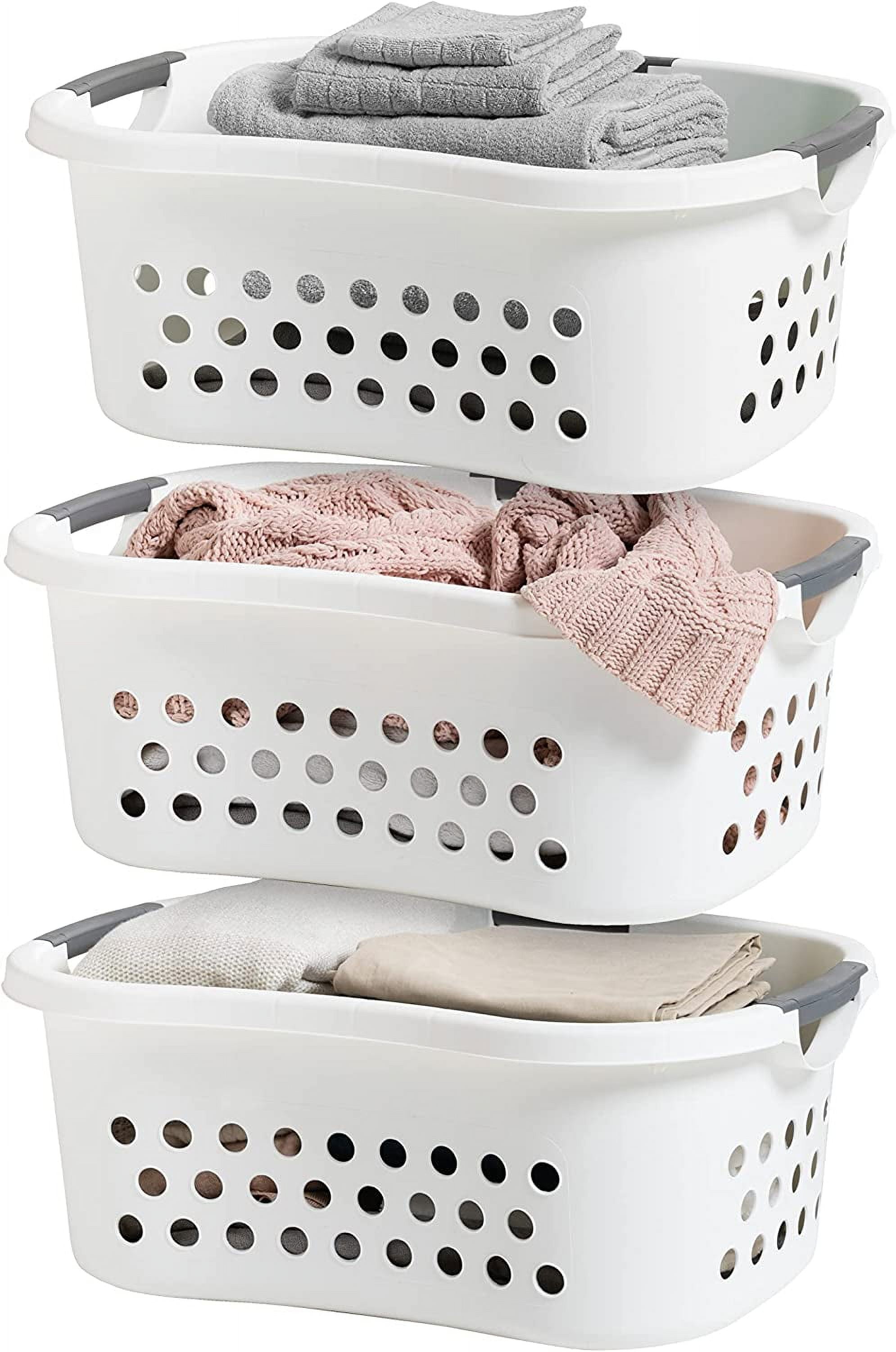 Laundry Basket 50L Large Plastic Hip Hold Hamper with Built-In Comfort ...