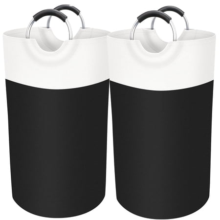 Laundry Basket, 90L Laundry Hamper, Freestanding Baskets Collapsible Tall Clothes Hamper with Extended Handles for Clothes Toys, Waterproof, Round(2-Pack )