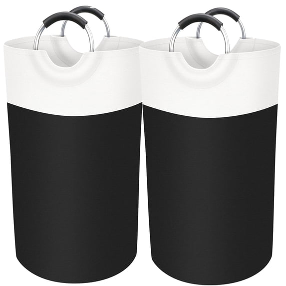 Laundry Basket, 90L Laundry Hamper, Freestanding Baskets Collapsible Tall Clothes Hamper with Extended Handles for Clothes Toys, Waterproof, Round(2-Pack )