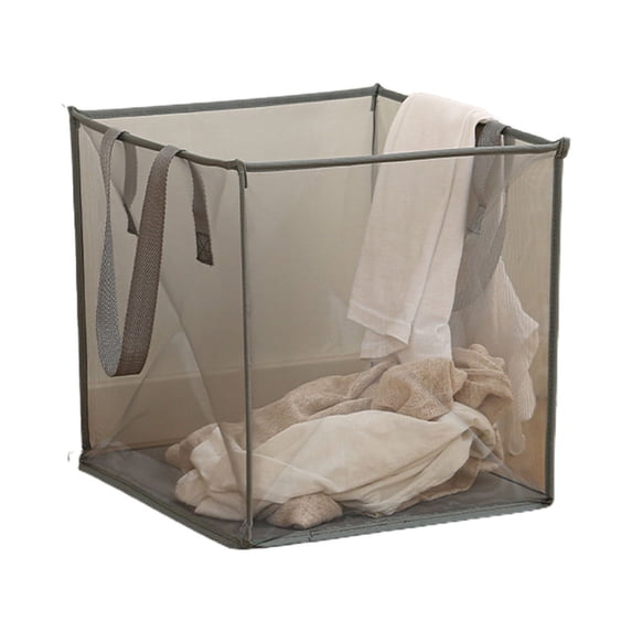 Laundry Basket Bag With Handles - Portable Mesh Laundry Hamper, Folding Dirty Clothes Storage Bag, 12.99x12.99x12.99in, Large Capacity, Breathable Mesh, Easy Carry