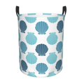 thumbnail image 1 of Laundry Basket, Blue Scallop Waterproof Laundry Hamper With Padded Handles, Clothes Hamper For Laundry, Bedroom, Dorm, Towels, Laundry Bin Easy Storage, 1 of 8