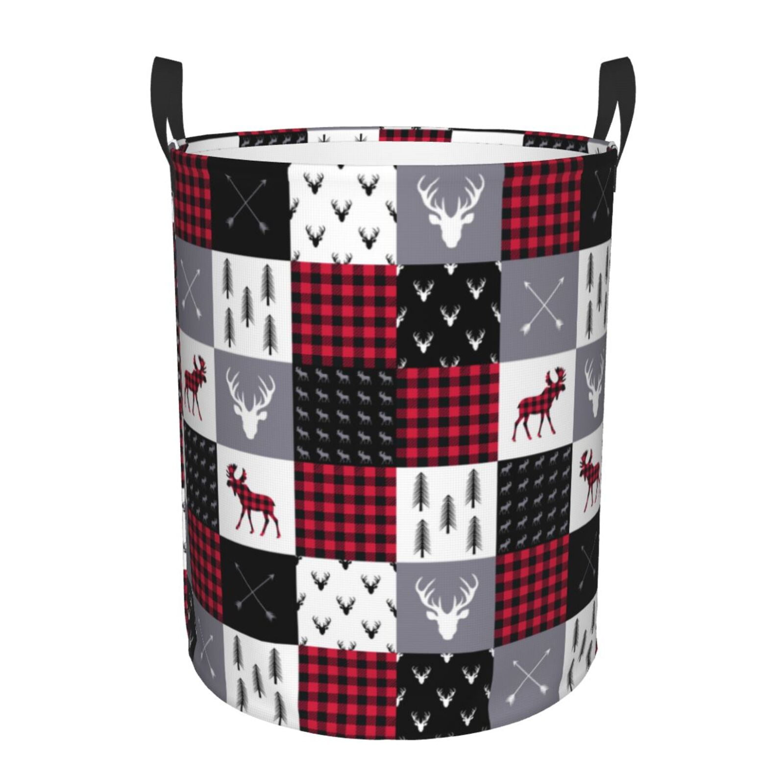 Buffalo Plaid Bears & Mountains Laundry Basket - 50L Collapsible Waterproof Hamper With Handles For Bedroom, Bathroom, Dorm