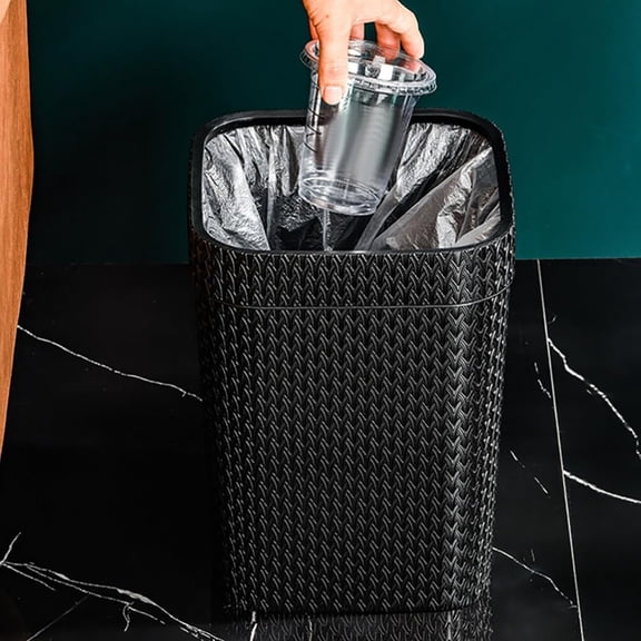 Giyblacko Cabilock Square Trash Can Wicker Waste Basket Garbage Can Trash Recycle Basket Recycling For Bathroom Bedroom Kitchen Home And Orange
