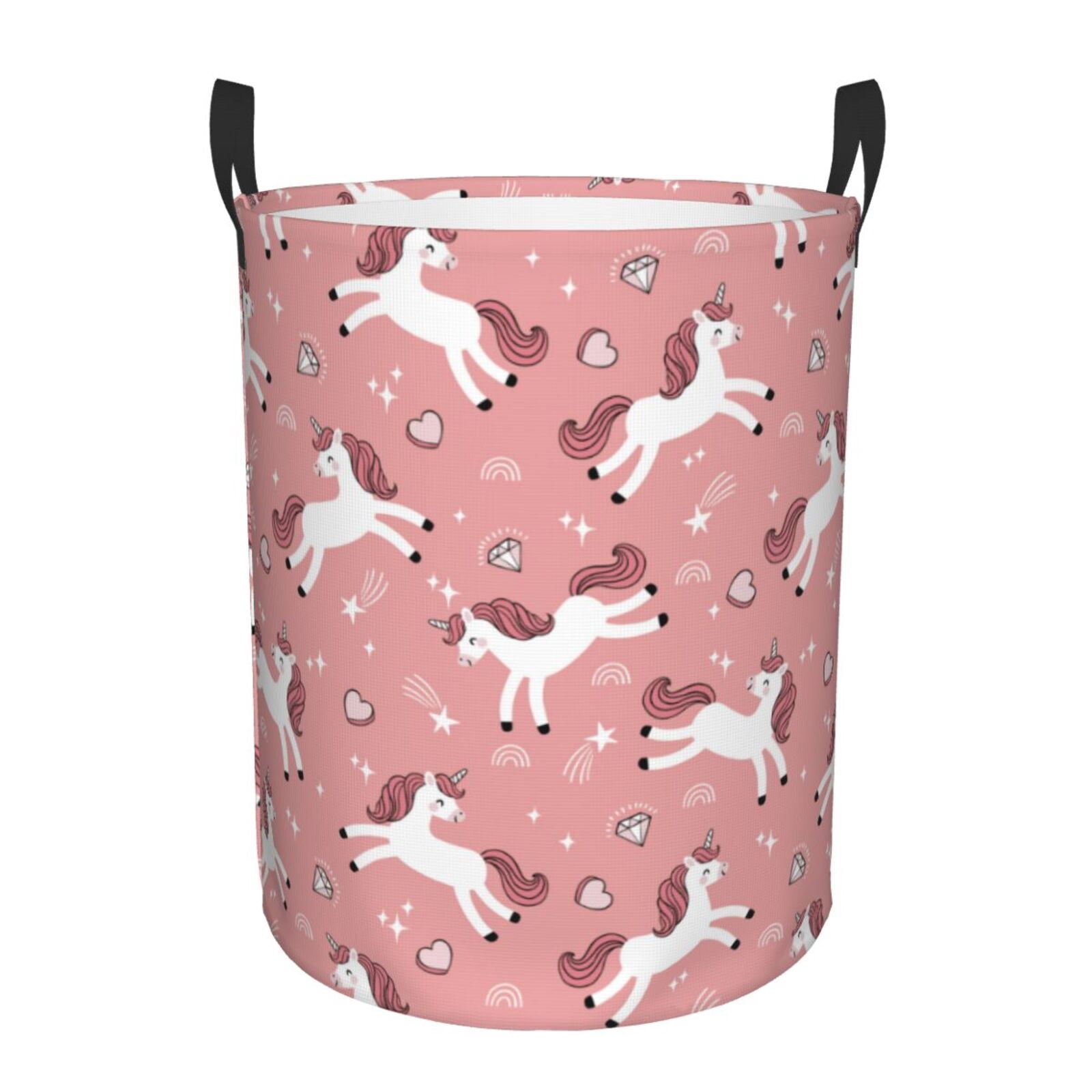 Laundry Basket, Cartoon Cute Horse Love Pink Waterproof Laundry Hamper ...