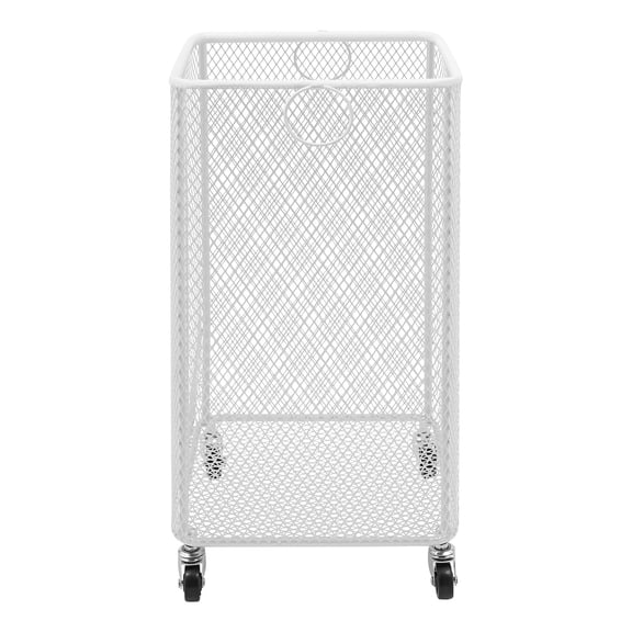 Laundry Basket, Clothes Hamper, Square, Laundry Organizer, White Metal, 13mm Tube, Large 11.8 x 11.8 x 21.7 Inch, for Bedroom Bathroom Storage