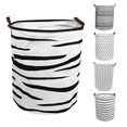thumbnail image 1 of Laundry Basket, Collapsible Large Laundry Hamper Waterproof with Leather Handle, Dirty Clothes, Baby Kids Toy Storage Baskets Dorm, Black Waves, 1 of 6