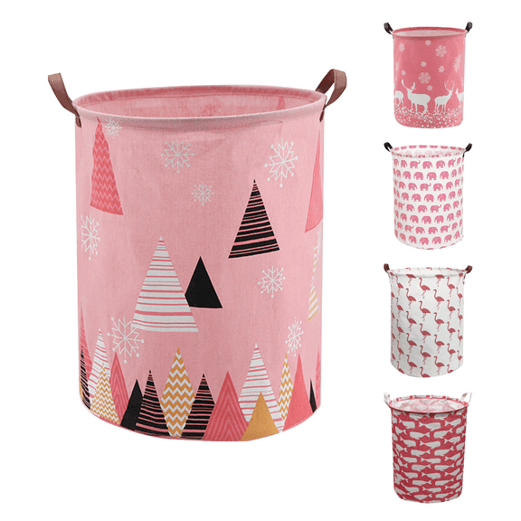 Laundry Basket, Collapsible Large Laundry Hamper Waterproof with Leather Handle, Dirty Clothes, Baby Kids Toy Storage Baskets Dorm, Color Triangle