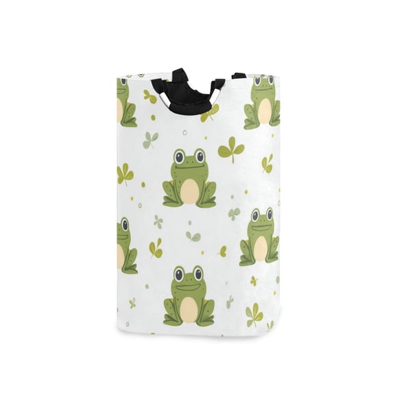 Laundry Basket Collapsible Laundry Basket Hamper with Handles for Dorm Clothes Toy Storage Cartoon Frog Pattern