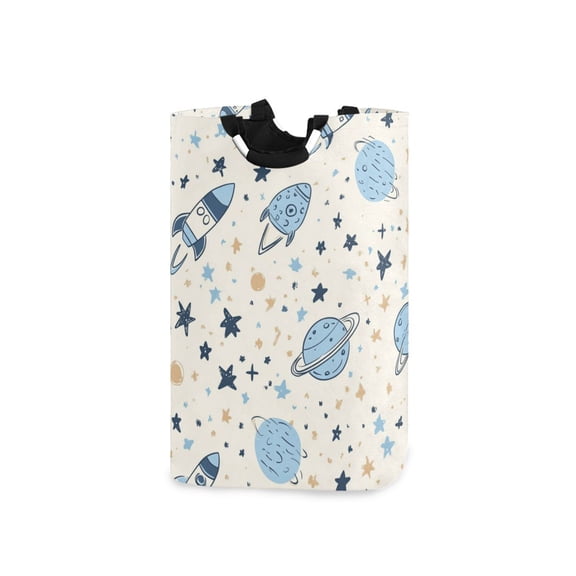 Laundry Basket Collapsible Laundry Basket Hamper with Handles for Dorm Clothes Toy Storage Doodle Space-themed Elements