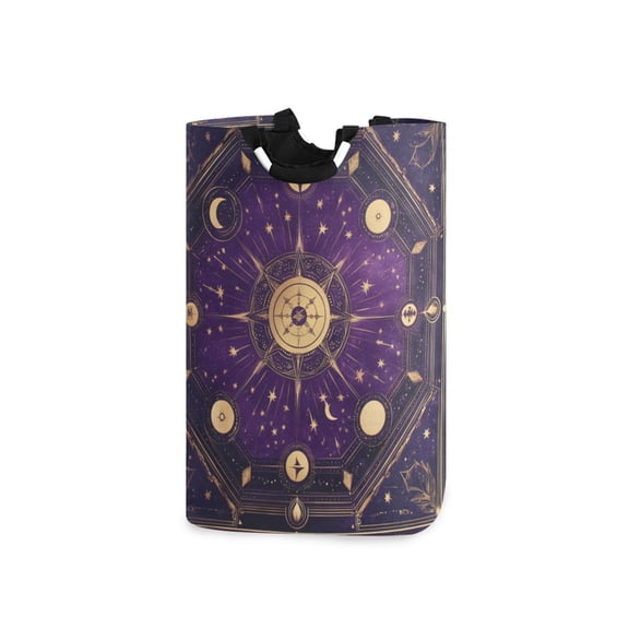Laundry Basket Collapsible Laundry Basket Hamper with Handles for Dorm Clothes Toy Storage Purple Celestial Octagon Pattern