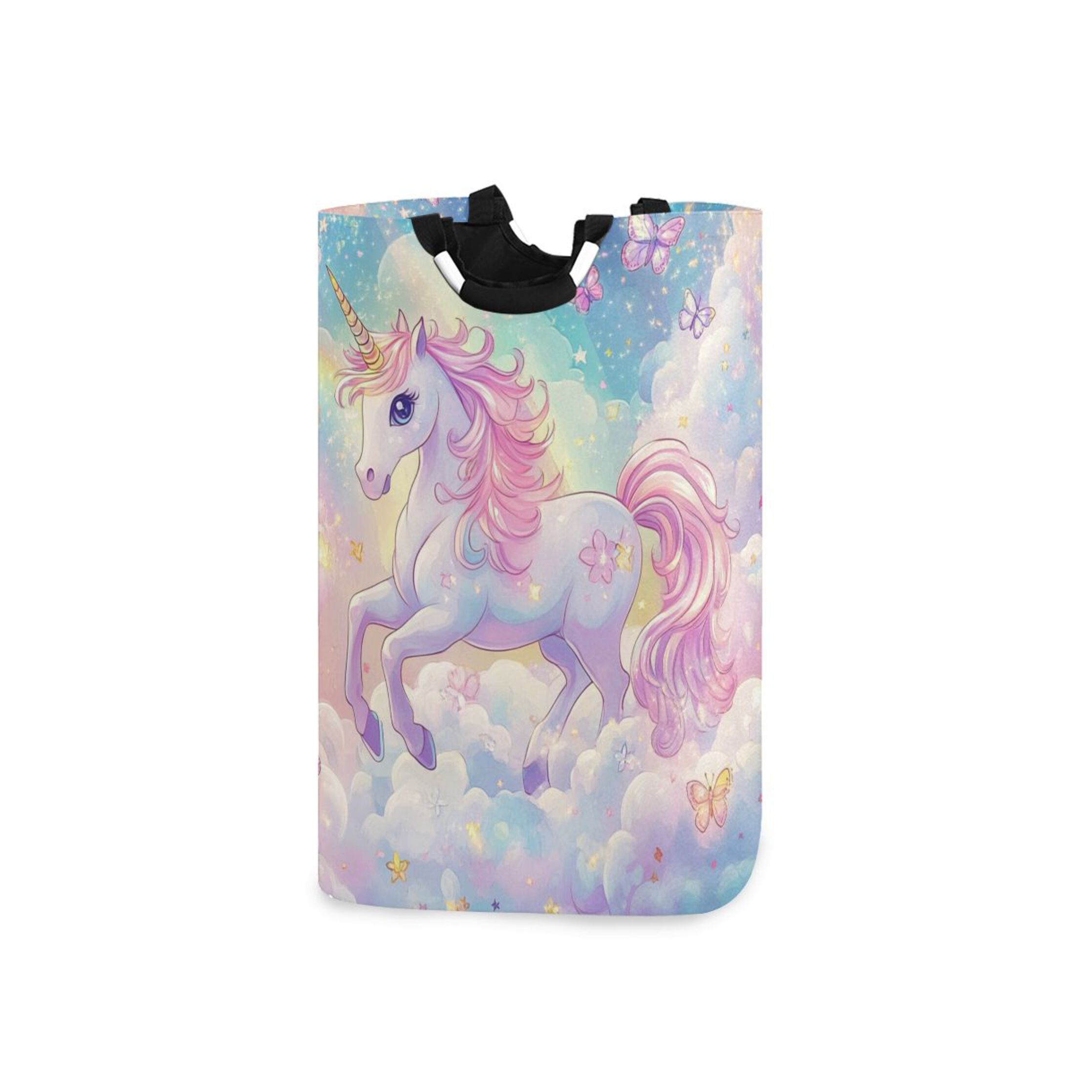 Laundry Basket Collapsible Laundry Basket Hamper with Handles for Dorm Clothes Toy Storage Rainbow Colors Unicorn