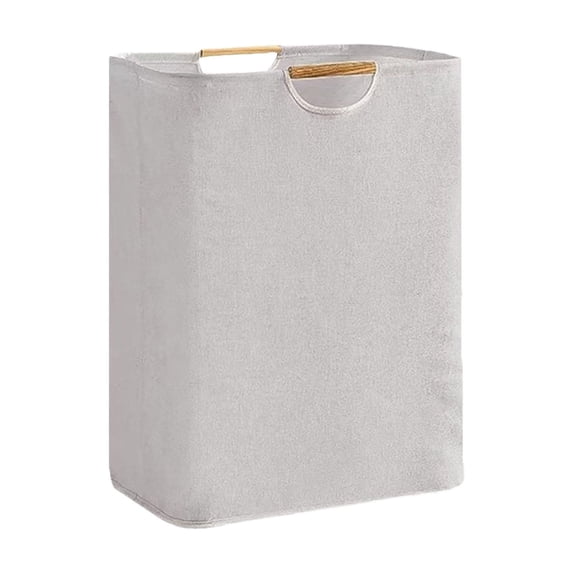 Laundry Basket, Collapsible Laundry Hamper with Wooden Handles, Large Capacity Waterproof Clothes Storage Basket, Foldable Toy Organizer for Bedroom, Kids' Playroom, 15.75 X 12 X 12 Inches