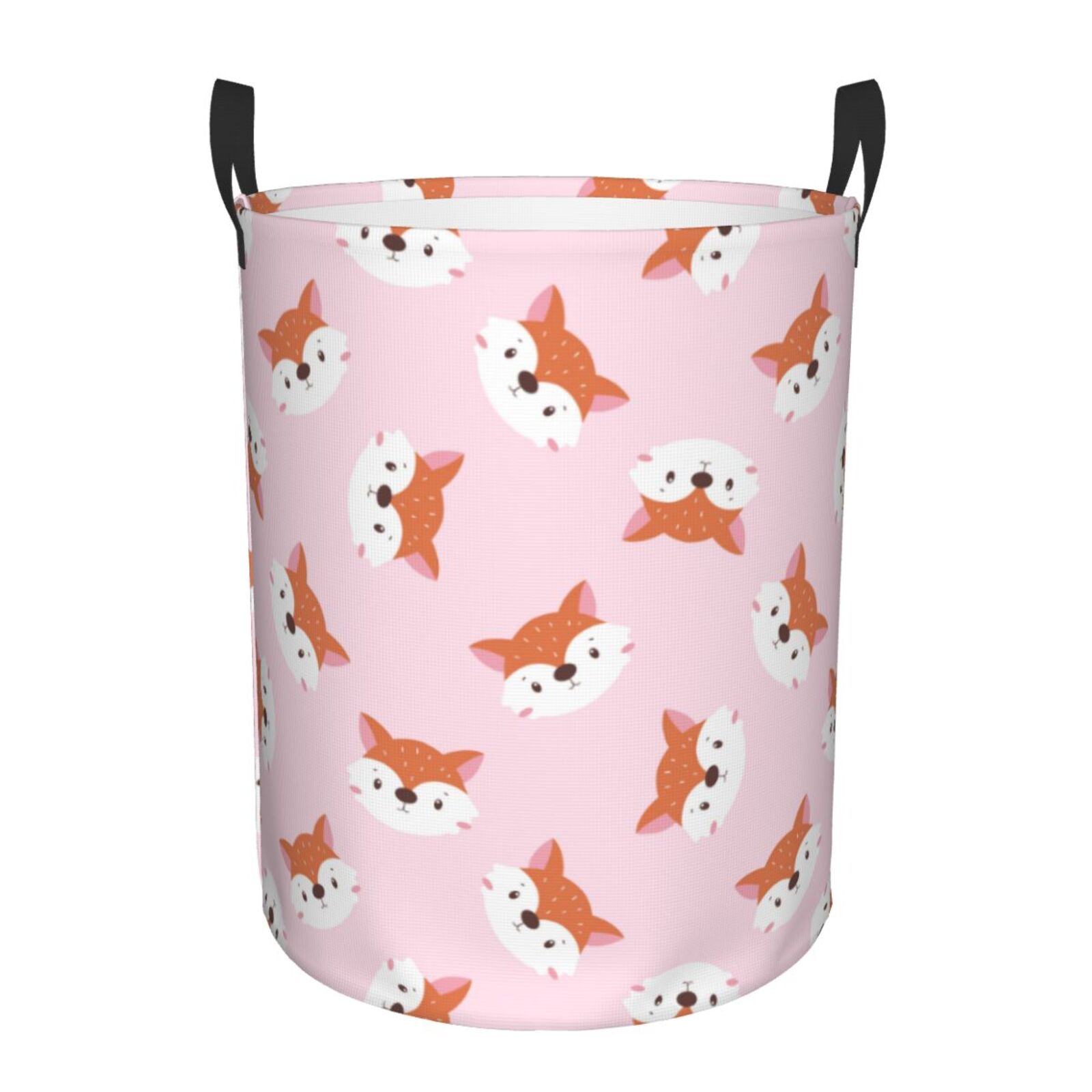Laundry Basket, Cute Fox Pink Waterproof Laundry Hamper With Handles ...