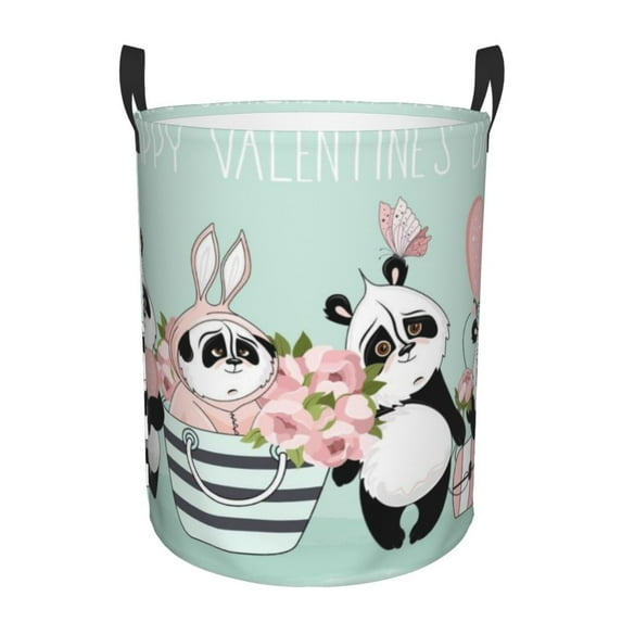Laundry Basket, Cute Panda (2) Waterproof Laundry Hamper With Padded Handles, Clothes Hamper For Laundry, Bedroom, Dorm, Towels, Laundry Bin Easy Storage