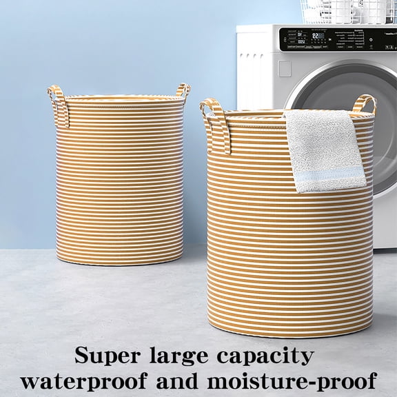 Laundry Basket Each, Collapsible Clothes Hamper with Reinforced Handles, Freestanding Waterproof Design for Bedroom and Laundry Room, Yellow L