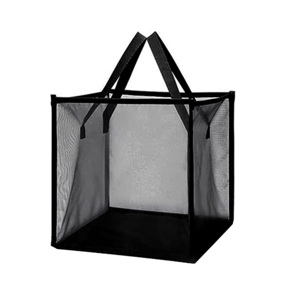 Laundry Basket Easy to Carry Foldable Fine Mesh Portable Bathroom Folding Dirty Clothes Hamper Daily Use-S,Black