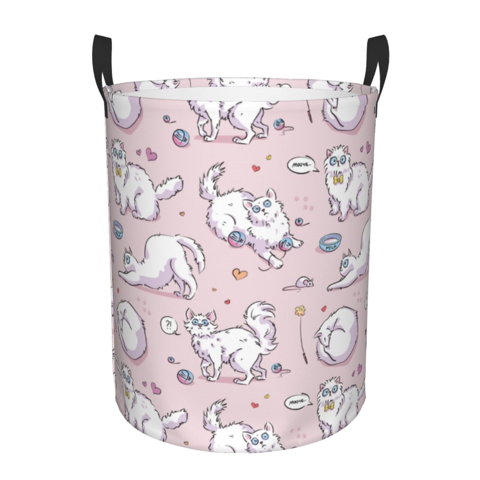 Laundry Basket, Funny Cute Cat Pink Waterproof Laundry Hamper With ...