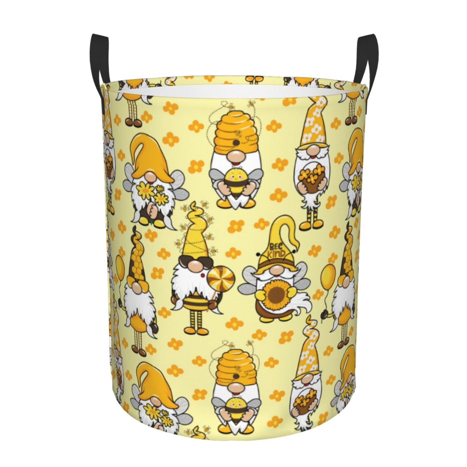 Collapsible Storage Basket With Handle - Christmas Gnome Round Laundry Hamper For Toys, Clothes, Nursery