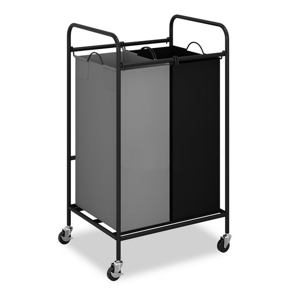 Laundry Basket Hamper, 2 Bag/3 Bag Heavy Duty Laundry Sorter Cart with Lockable Wheels and Removable Bags, Separated Laundry Room Organizer Rolling Cart for Clothes Storage