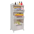 thumbnail image 1 of Laundry Basket Hamper with Wheels 3-Tier Foldable with Handle Space-Saving Storage Dirty Clothes Organizer Bin Multi-function Container Waterproof, 1 of 13
