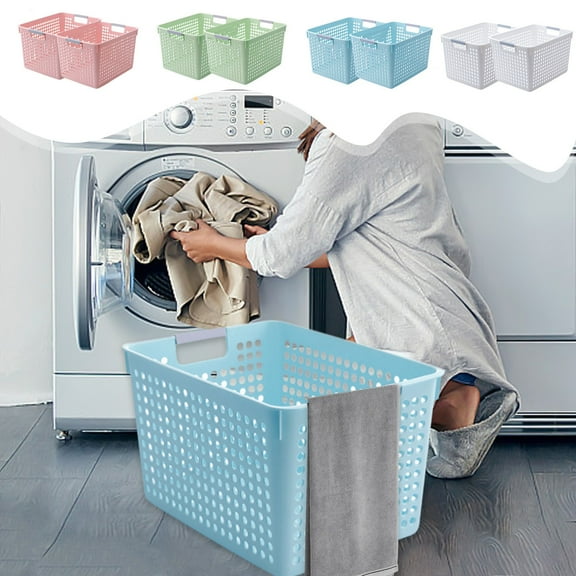 Laundry Basket With Handle, Portable Clothes Organizer, Plastic, Stackable Storage, Modern Design, For Families, Dorm Living, Household Essentials, Toy Storage TOPLIU