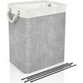 thumbnail image 1 of Laundry Basket with Handles Linen Laundry Hampers for Laundry Storage Baskets Built-in Lining with Detachable Brackets Well-Holding Foldable Laundry Bags for Clothing Organization Gray, 1 of 6