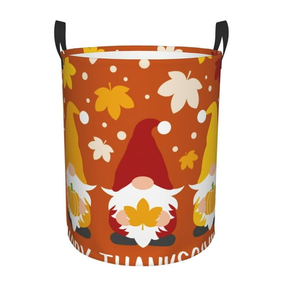 Laundry Basket, Happy Thanksgiving Three Gnomes Laundry Hamper Waterproof Laundry Bag Clothes Hamper Laundry Bin with Handles for Bedroom, Living Room, Kids Room