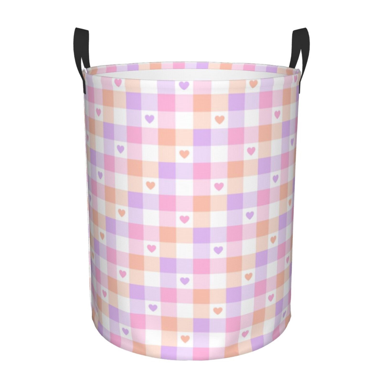 Senya Large Foldable Storage Basket With Handles – Pink Buffalo Plaid Heart Design, Collapsible Bin For Toys, Laundry & More - View #5