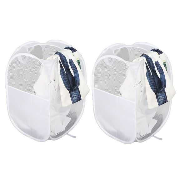 Laundry Basket, Laundry Collapsible Mesh Foldable Hamper Mesh Pop Up Laundry Hamper, Premium Pop Up Laundry Basket, Mesh Laundry Basket, Pop Up Hampers for Laundry, 14" x 14' x 22.5", White