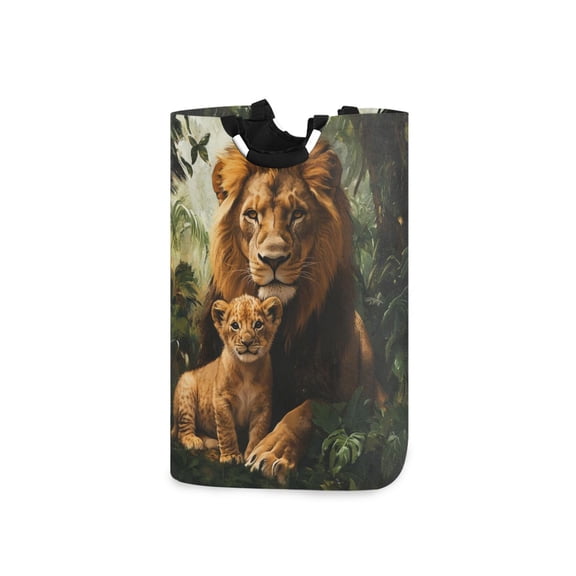 Laundry Basket Laundry Hampers 12.6*11* 22.7 Inch Storage Basket Laundry Hampers is Lightweight and Foldable Beautiful Brown Lions