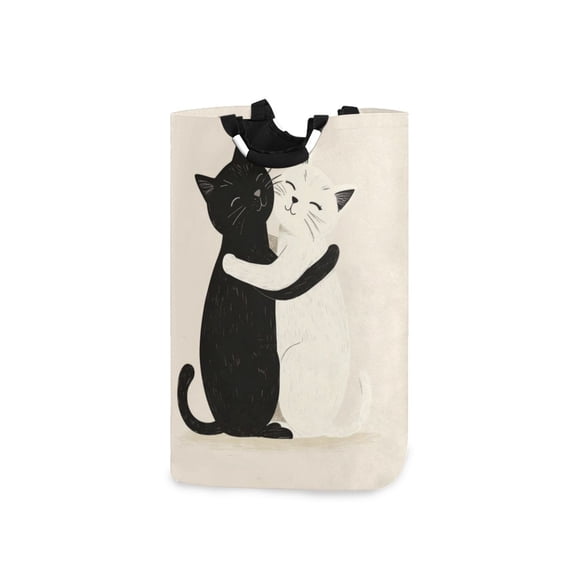 Laundry Basket Laundry Hampers 12.6*11* 22.7 Inch Storage Basket Laundry Hampers is Lightweight and Foldable Black Cat and White Cat