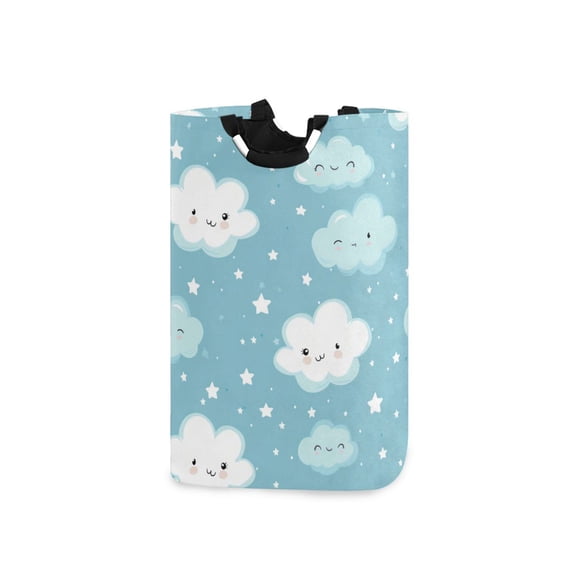 Laundry Basket Laundry Hampers 12.6*11* 22.7 Inch Storage Basket Laundry Hampers is Lightweight and Foldable Cartoon Cloud