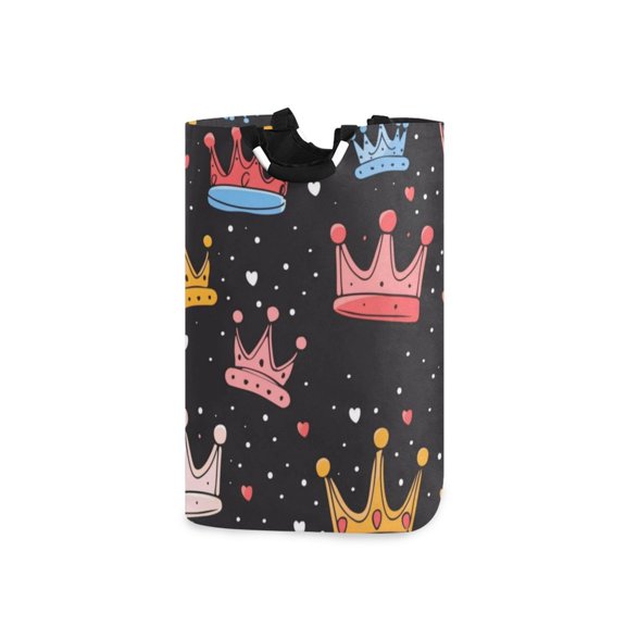 Laundry Basket Laundry Hampers 12.6*11* 22.7 Inch Storage Basket Laundry Hampers is Lightweight and Foldable Cartoon Crown Cute