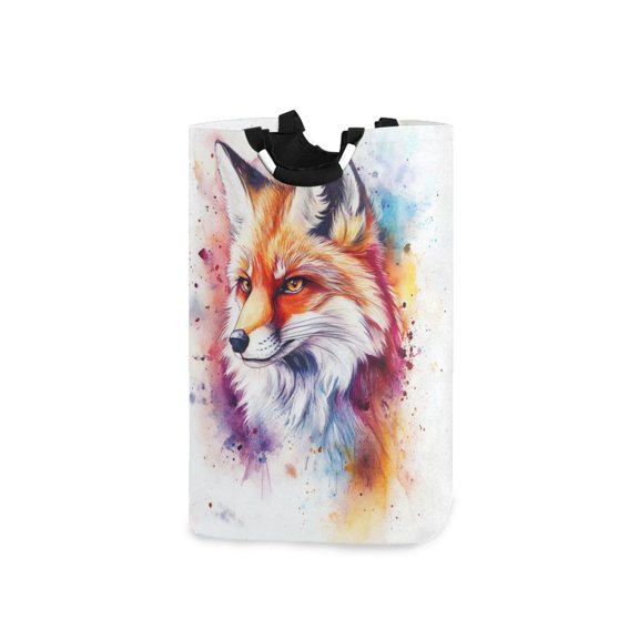 Laundry Basket Laundry Hampers 12.6*11* 22.7 Inch Storage Basket Laundry Hampers is Lightweight and Foldable Color Watercolor Cartoon Fox