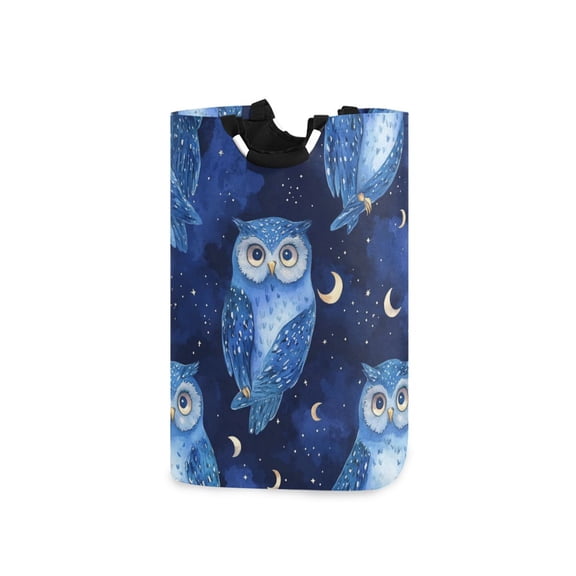 Laundry Basket Laundry Hampers 12.6*11* 22.7 Inch Storage Basket Laundry Hampers is Lightweight and Foldable Dark Blue Owl