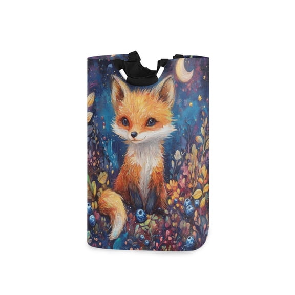 Laundry Basket Laundry Hampers 12.6*11* 22.7 Inch Storage Basket Laundry Hampers is Lightweight and Foldable Fox under The Moon
