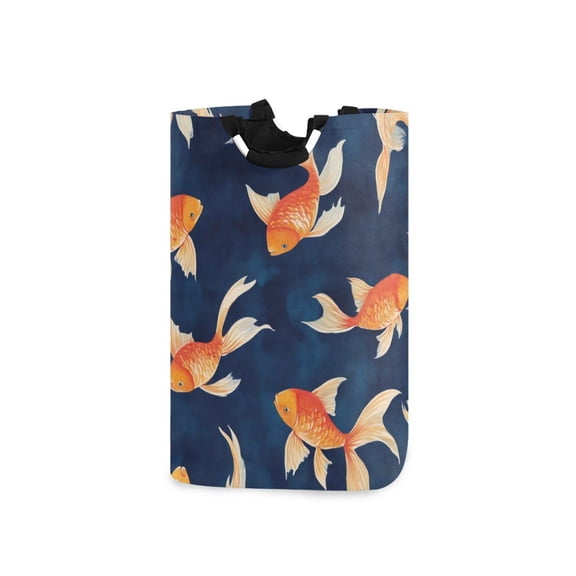 Laundry Basket Laundry Hampers 12.6*11* 22.7 Inch Storage Basket Laundry Hampers is Lightweight and Foldable Goldfish with Blue Background