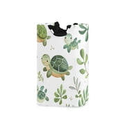 Laundry Basket Laundry Hampers 12.6*11* 22.7 Inch Storage Basket Laundry Hampers is Lightweight and Foldable Green Cartoon Turtle