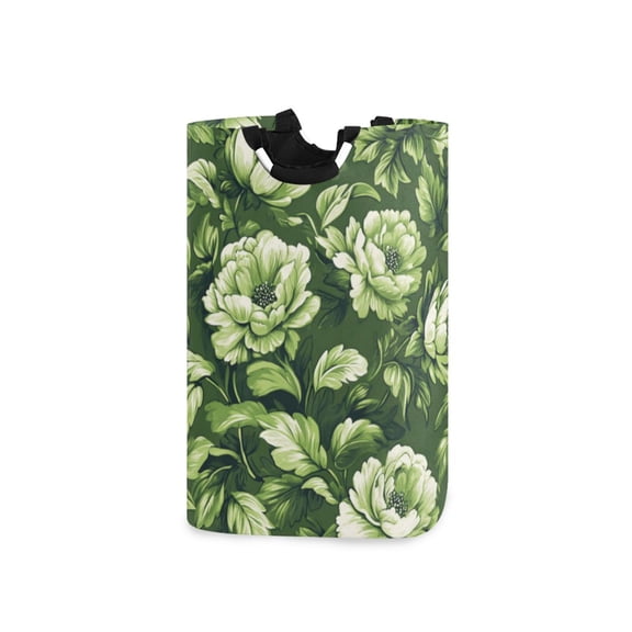 Laundry Basket Laundry Hampers 12.6*11* 22.7 Inch Storage Basket Laundry Hampers is Lightweight and Foldable Green Flower2