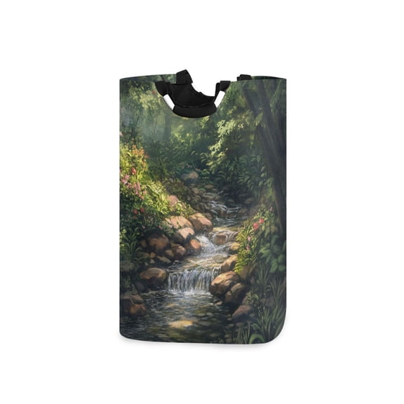Laundry Basket Laundry Hampers 12.6*11* 22.7 Inch Storage Basket Laundry Hampers is Lightweight and Foldable Pretty Green Stream
