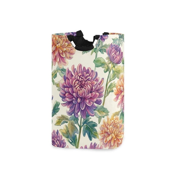 Laundry Basket Laundry Hampers 12.6*11* 22.7 Inch Storage Basket Laundry Hampers is Lightweight and Foldable Purple Chrysanthemums